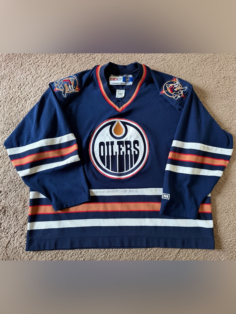 Edmonton Oilers CCM Navy Oilman NHL Hockey Jersey